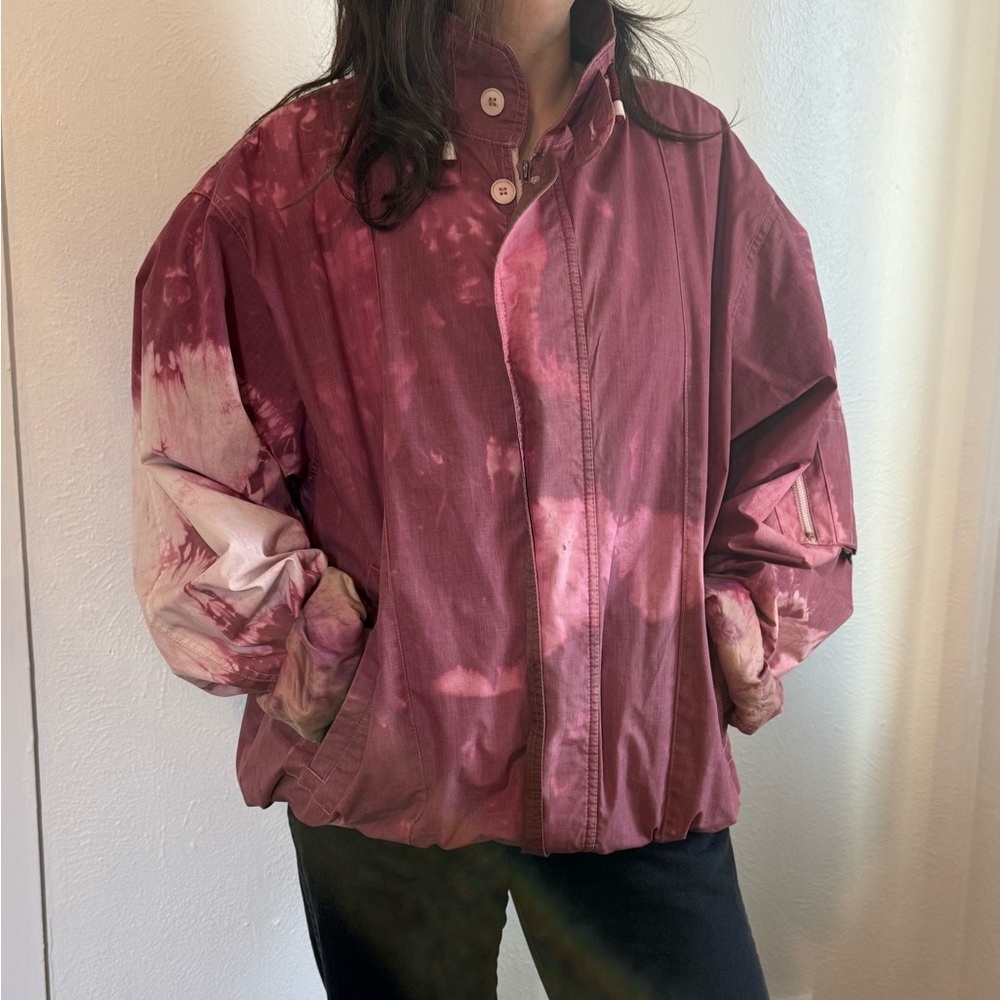 Vintage London Fog Women's Maroon Tie-Dye Windbreaker